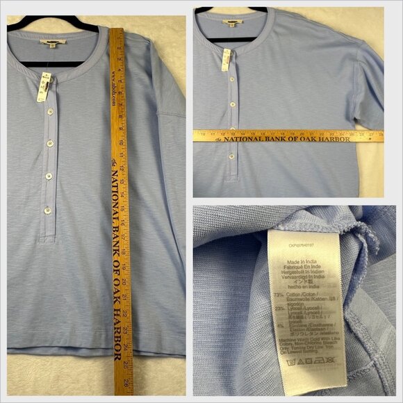 Madewell Womens Relaxed Henley Long Sleeve Top Peri Blue XL Minimalist NWTD - Picture 8 of 9